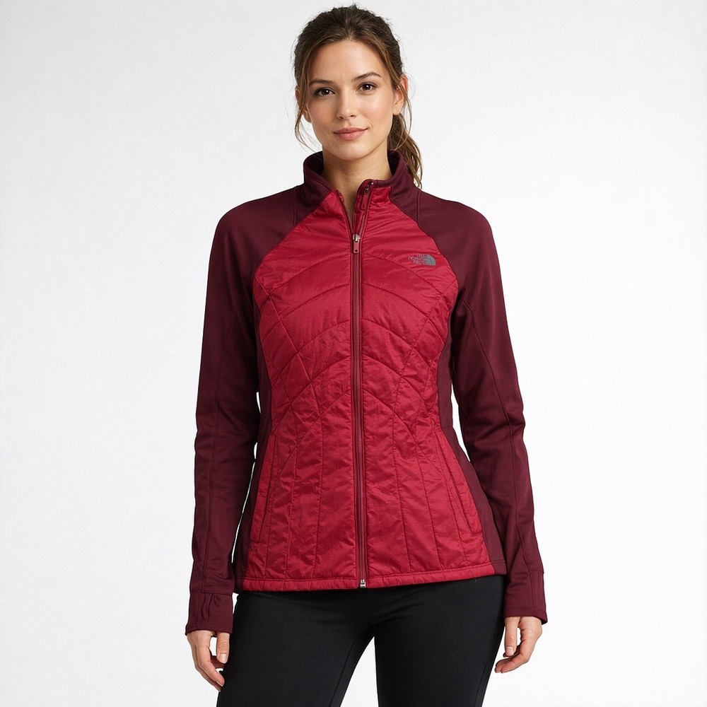 The North Face Animagi Insulated Hybrid Jacket Womens Red FlashDry Quilted Zip M